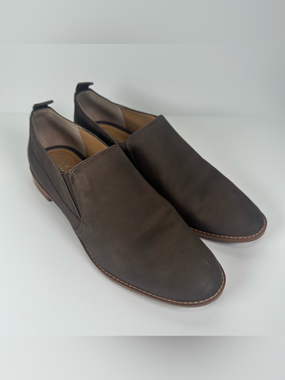 Franco Sarto Harnett Brown Leather Slip On Loafers Classic Flats Women’s 8.5